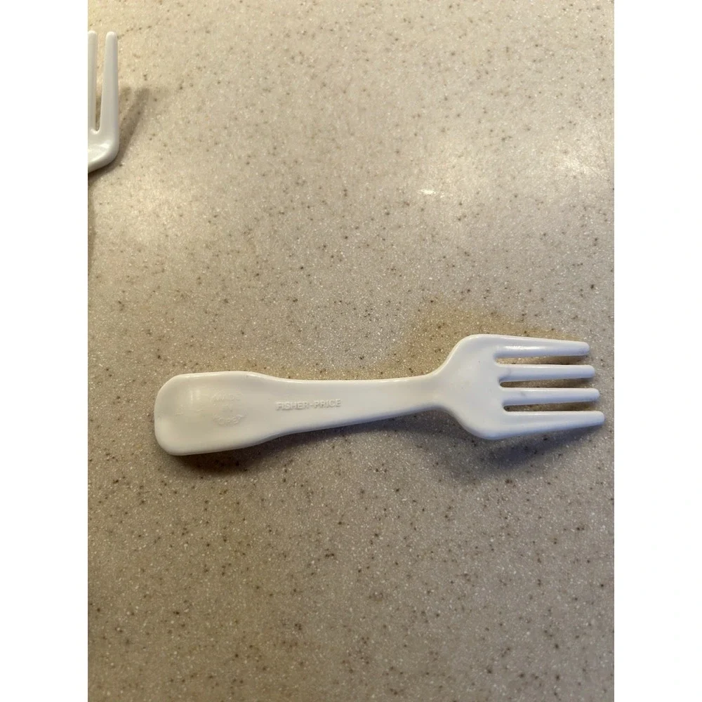 Vintage Fisher Price Fun With Food‎ White Utensils Set 23pc Fork Spoon Knife